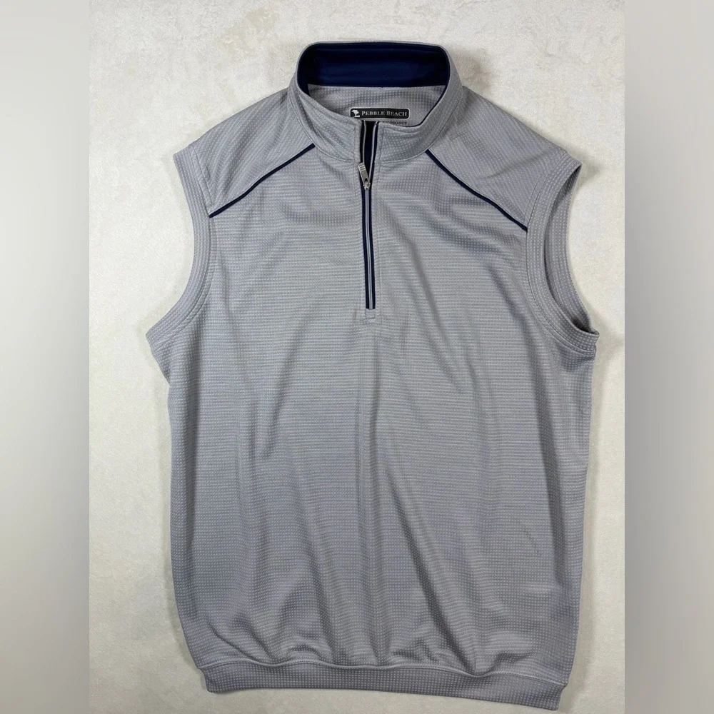 Official Pebble Beach Golf Size Medium Blue and Gray Performance Vest